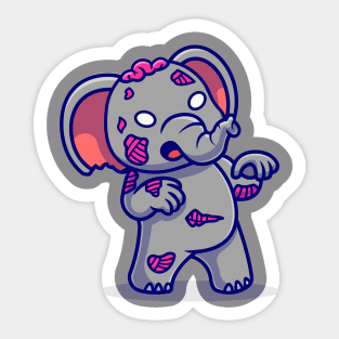 Cute Elephant Zombie Cartoon Sticker